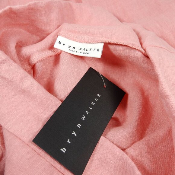 Bryn Walker Etta Shirt Top XXS Oversized Pink LINEN Cowl Neck Elbow Sleeve NEW - Picture 7 of 8